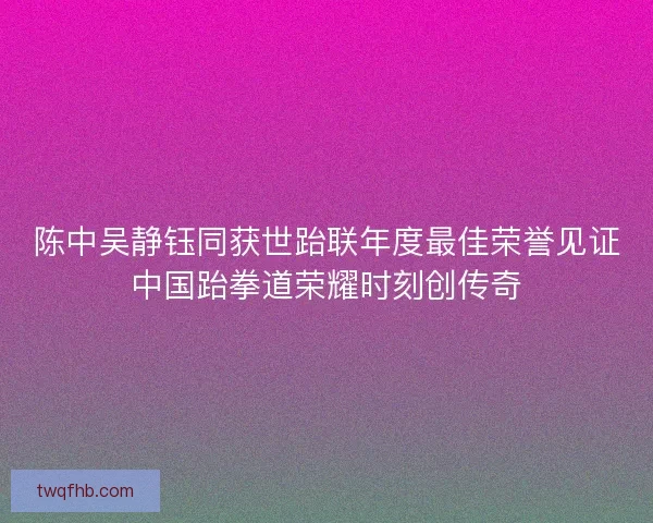 陈中吴静钰同获世跆联年度最佳荣誉见证中国跆拳道荣耀时刻创传奇